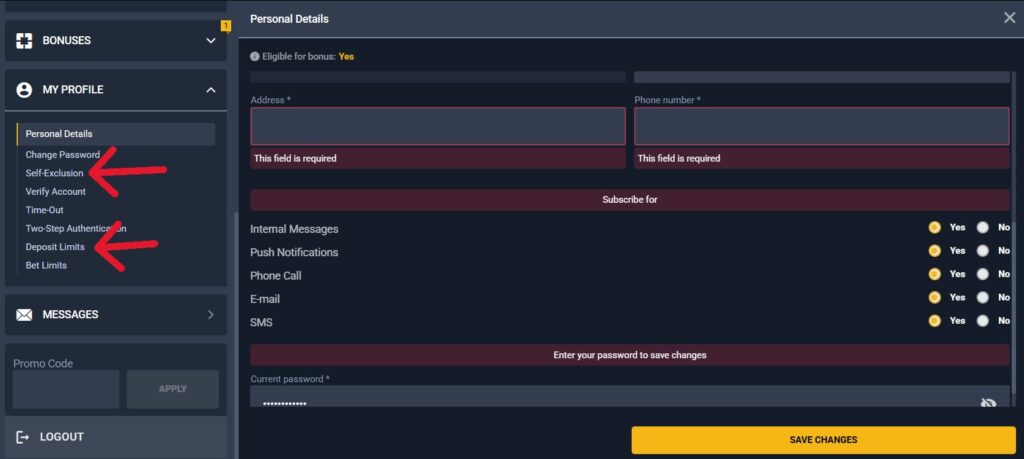 Cwinz responsible gaming profile